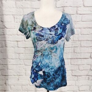 Vintage Y2K Fairy Top Coquette Floral Rhinestone Angel Artsy Whimsical Small